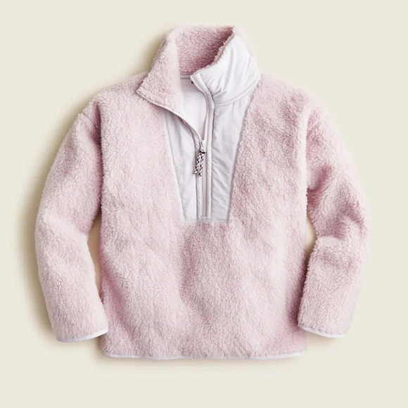 J CREW Teddy Sherpa Half-zip Sweatshirt in Orchid Size Small
